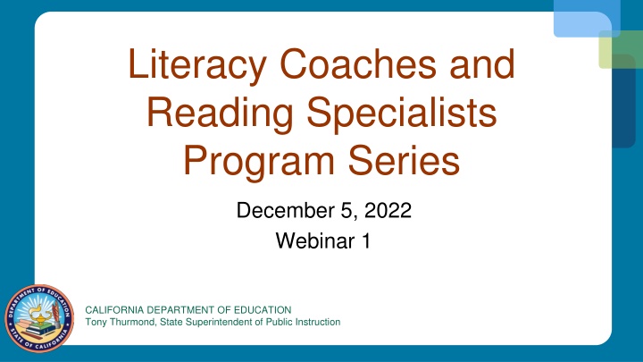 Literacy Coaches and Reading Specialists Program Overview