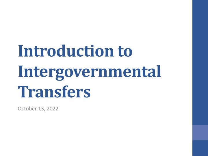 Intergovernmental Transfers in Public Finance