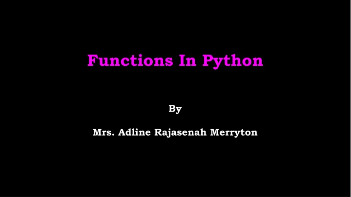 Functions in Python