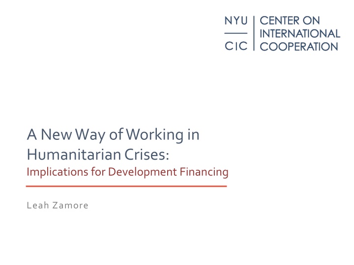 Innovative Approaches in Humanitarian Crises and Development Financing