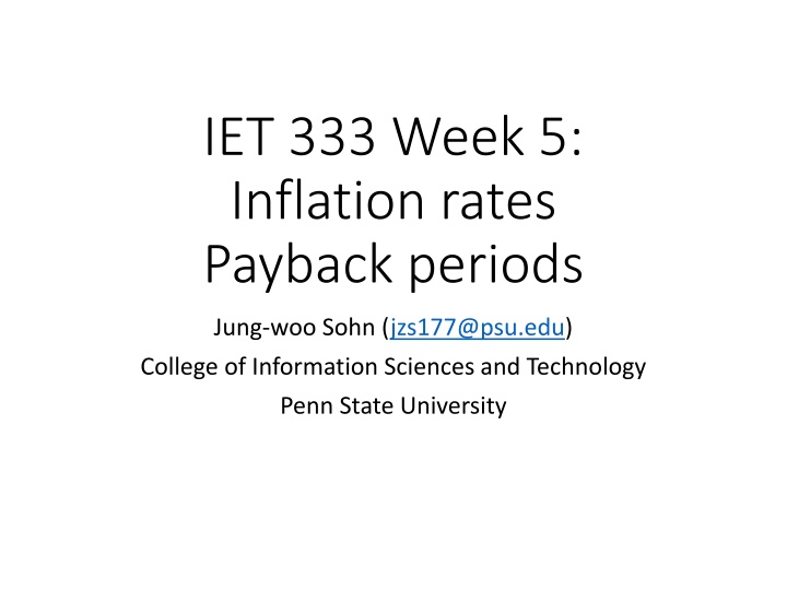 Inflation Rates and Payback Periods in Financial Analysis