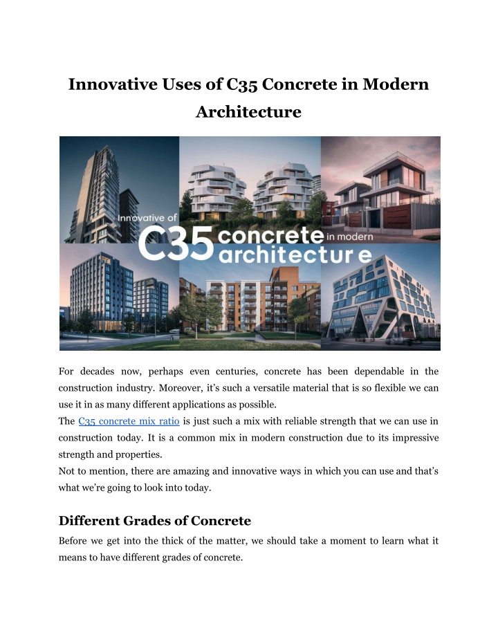 innovative uses of c35 concrete in modern n.w