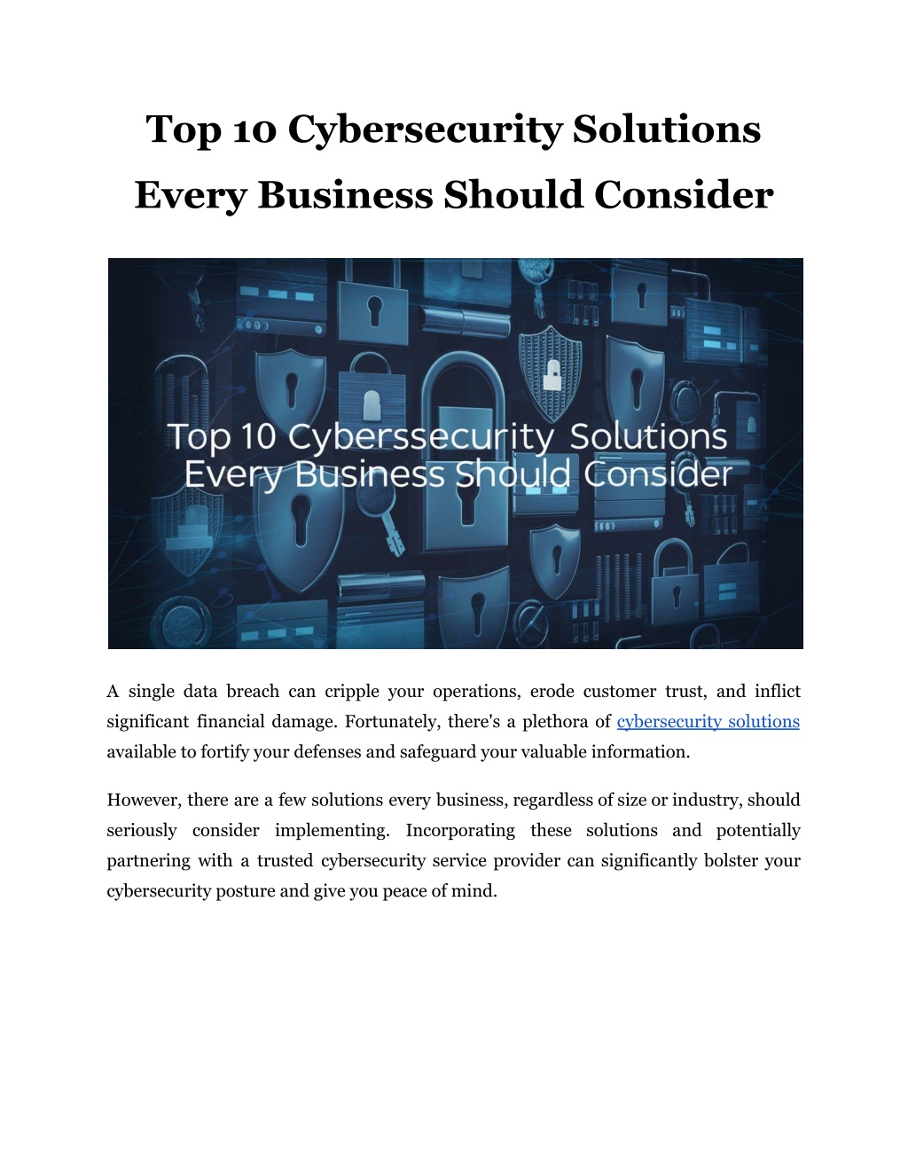 top 10 cybersecurity solutions l.w