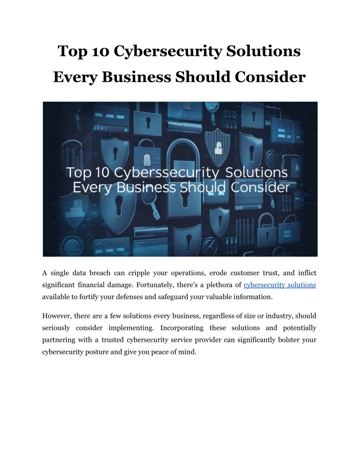 top 10 cybersecurity solutions n.w