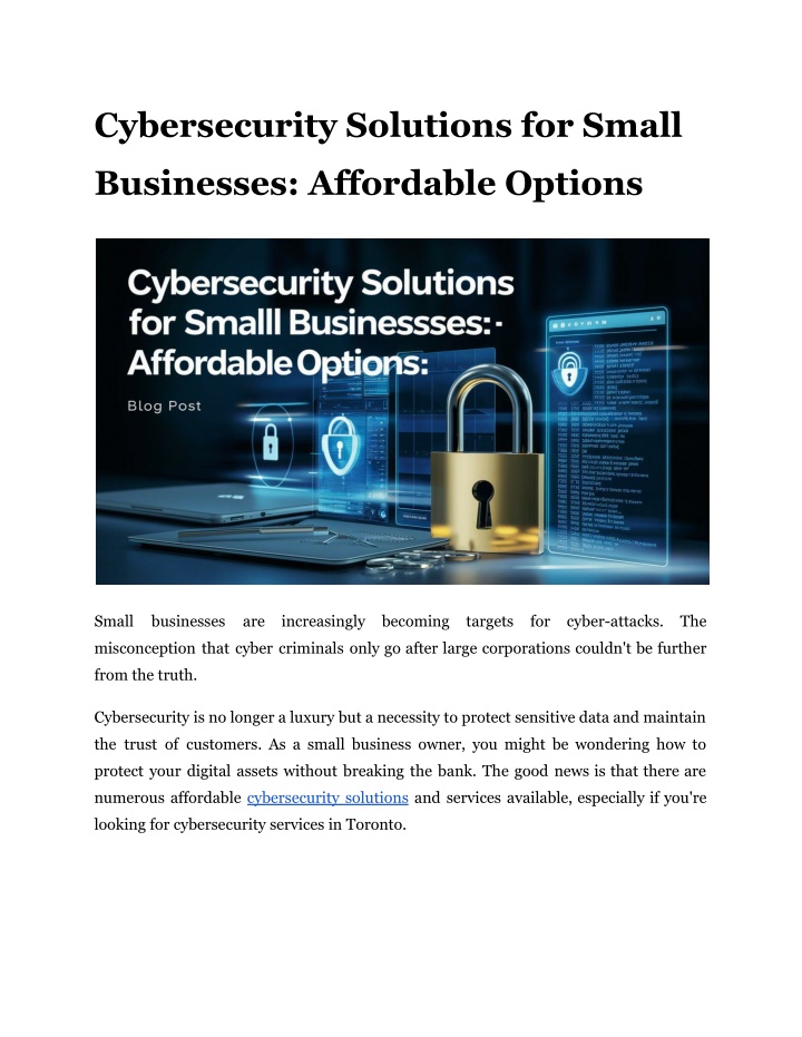 cybersecurity solutions for small n.w