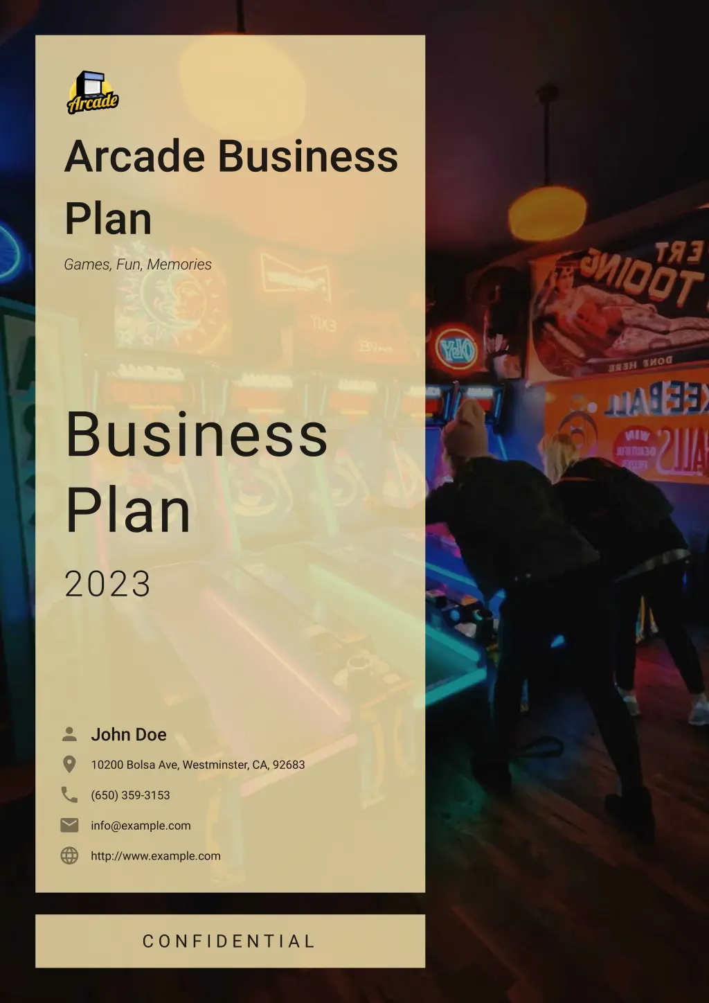 arcade business plan n.