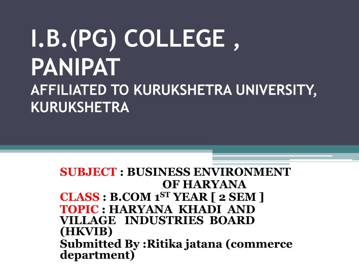 Haryana Khadi and Village Industries Board (HKVIB) - Empowering Rural Communities