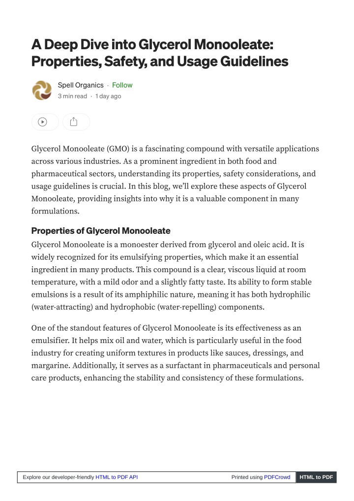 a deep dive into glycerol monooleate properties n.w