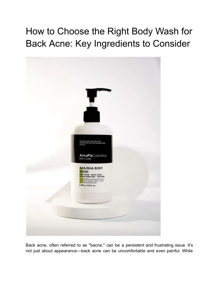 how to choose the right body wash for back acne n.w