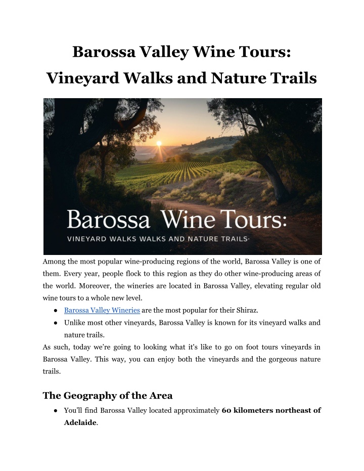 barossa valley wine tours n.w