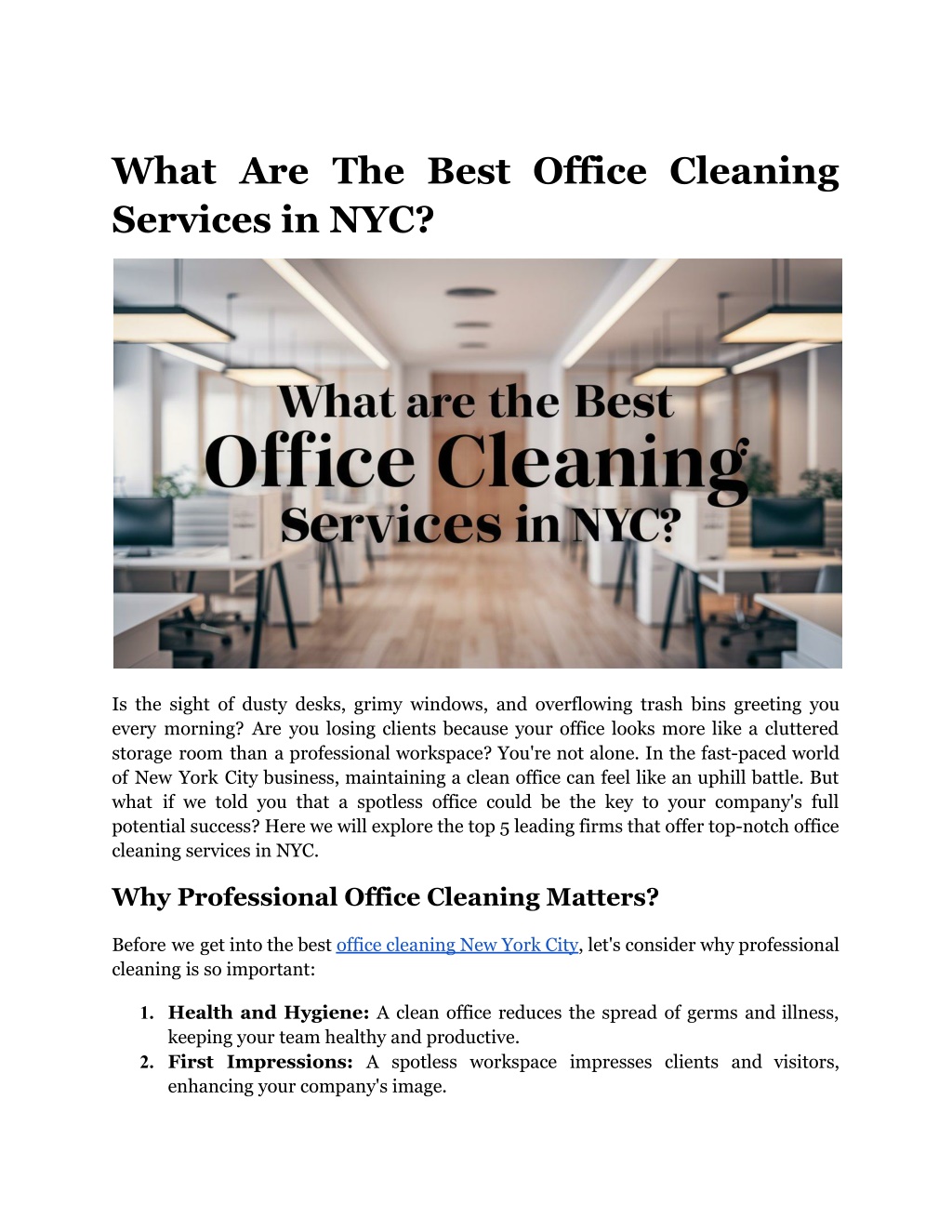 what are the best office cleaning services in nyc l.w