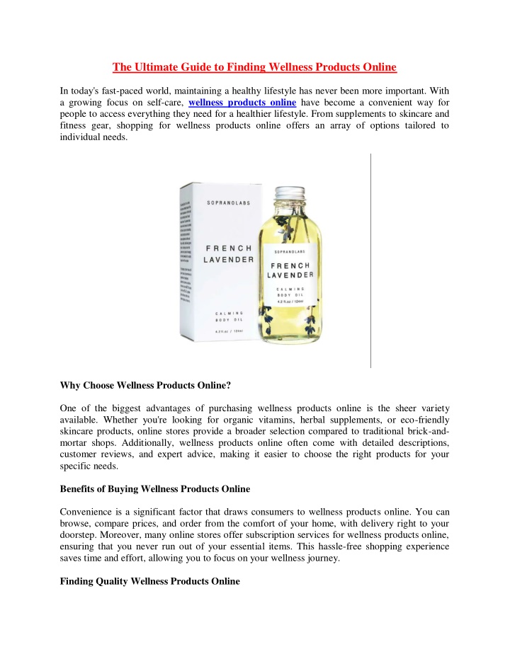 the ultimate guide to finding wellness products n.w