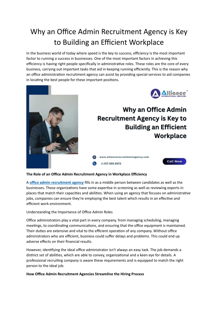 why an office admin recruitment agency n.w