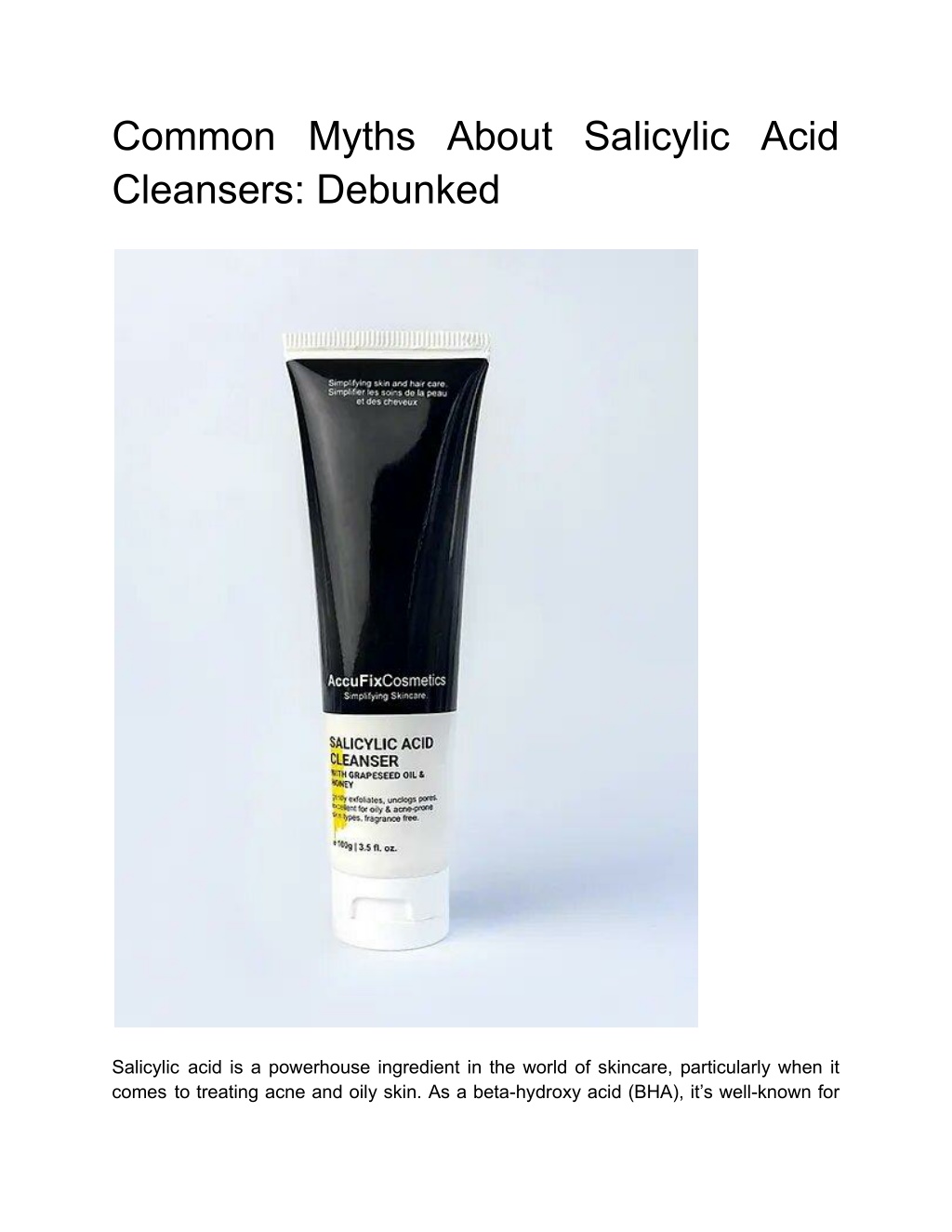 common myths about salicylic acid cleansers l.w