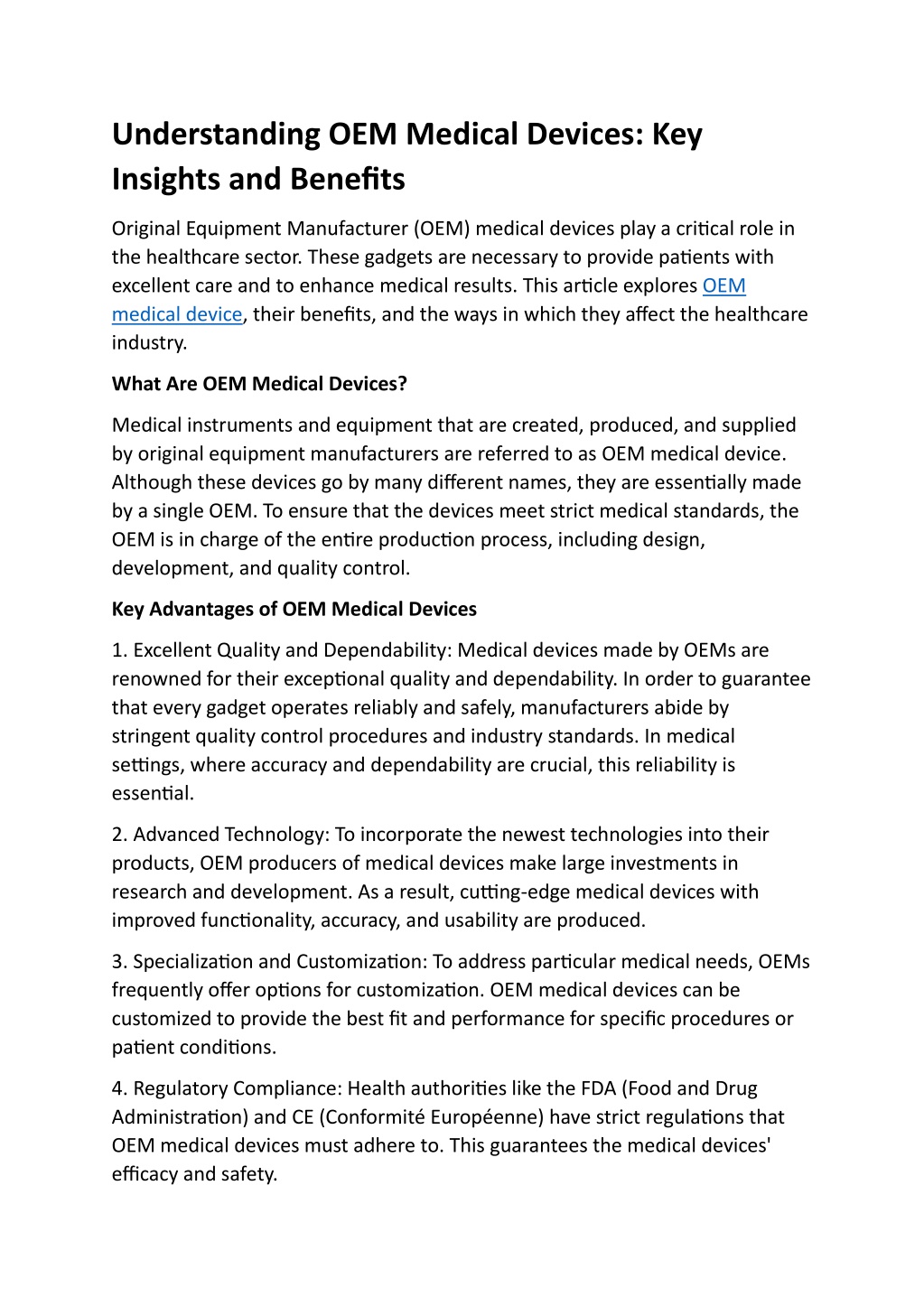 understanding oem medical devices key insights l.w