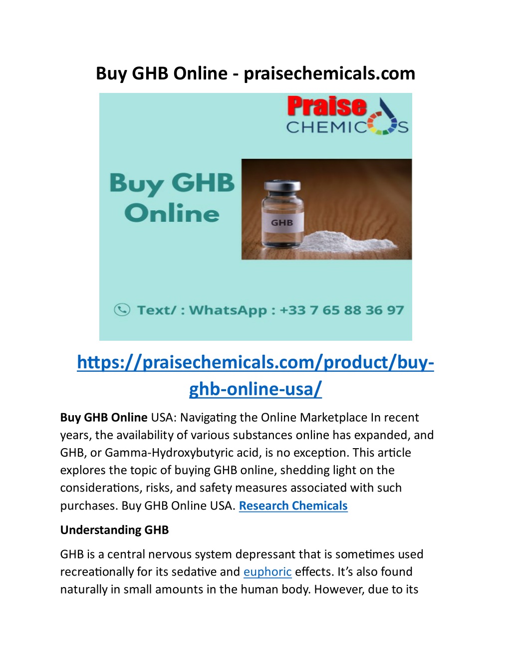 buy ghb online praisechemicals com l.w