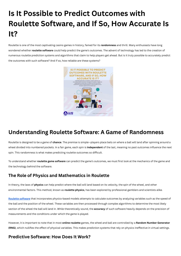 is it possible to predict outcomes with roulette n.w