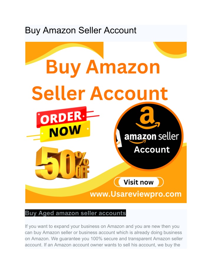buy amazon seller account n.w