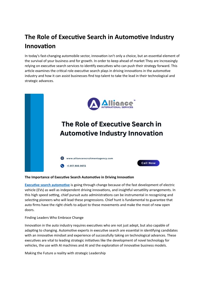 the role of executive search in automotive n.w