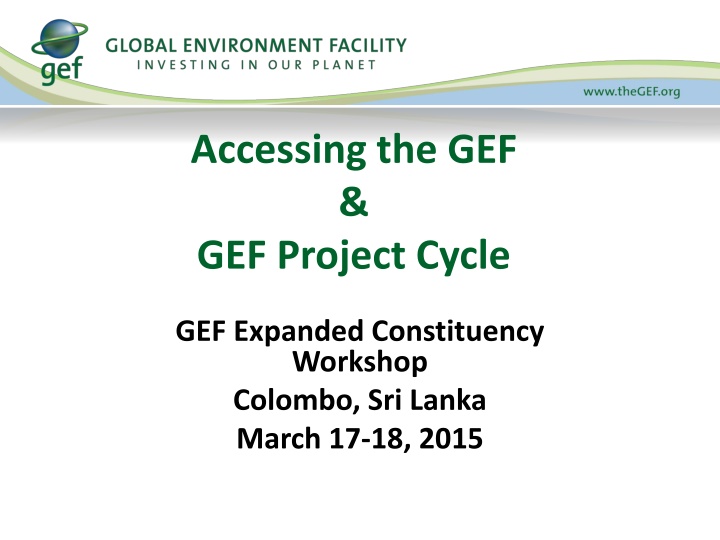 The GEF Project Cycle and Funding Schemes