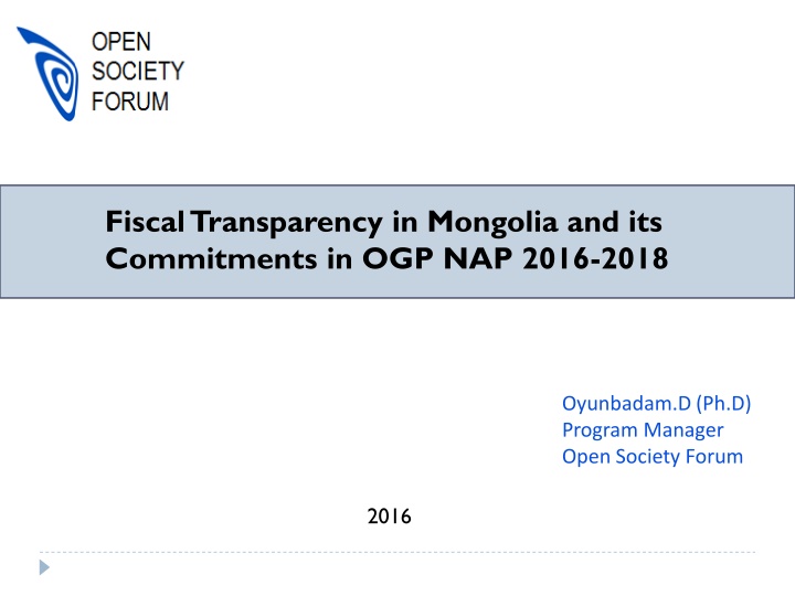 Fiscal Transparency in Mongolia: OGP NAP 2016-2018 Commitments