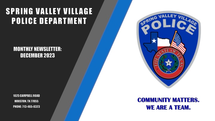 Holiday Season Safety Tips from Spring Valley Village Police Department