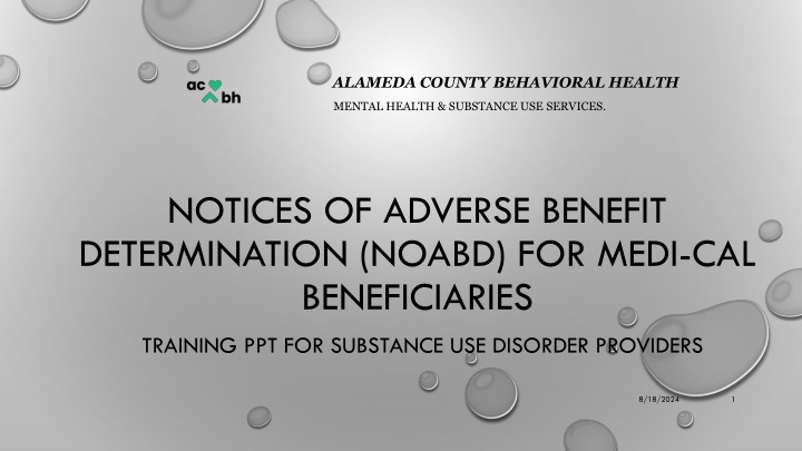 Alameda County Behavioral Health Training for Substance Use Disorder Providers
