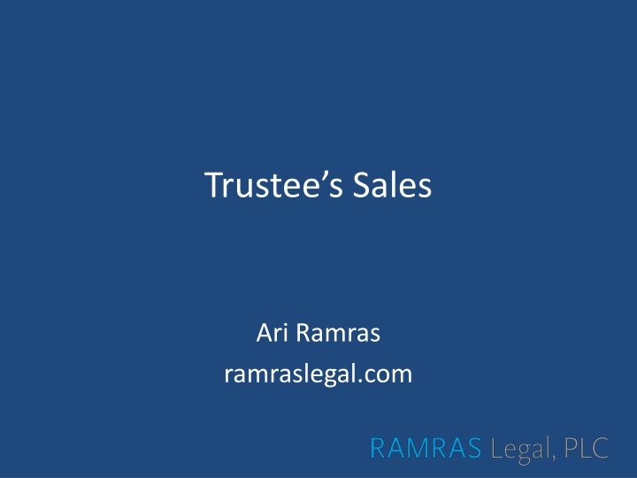 Trustee's Sales in Real Estate Transactions