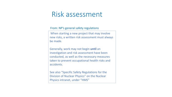 Risk Assessment Guidelines and Procedures for NP Projects