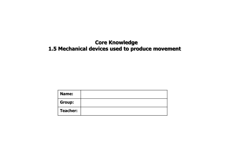 Mechanical Devices for Movement