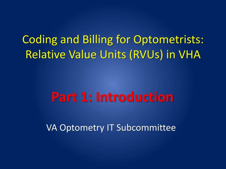 Optometry RVUs in VHA: A Comprehensive Overview