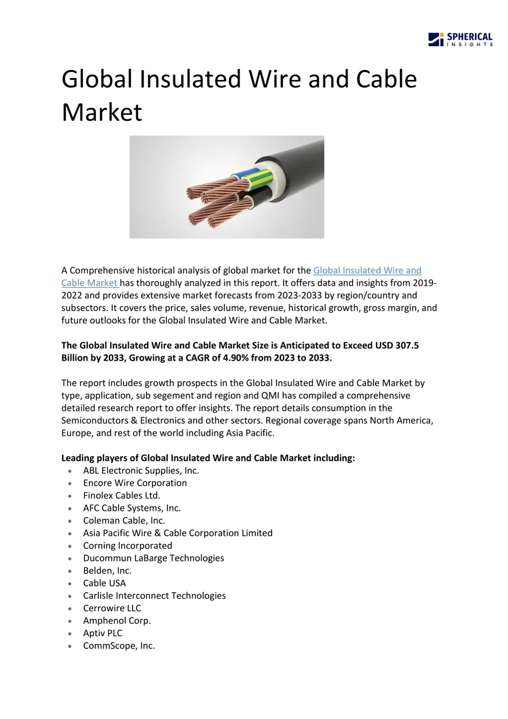 global insulated wire and cable market n.