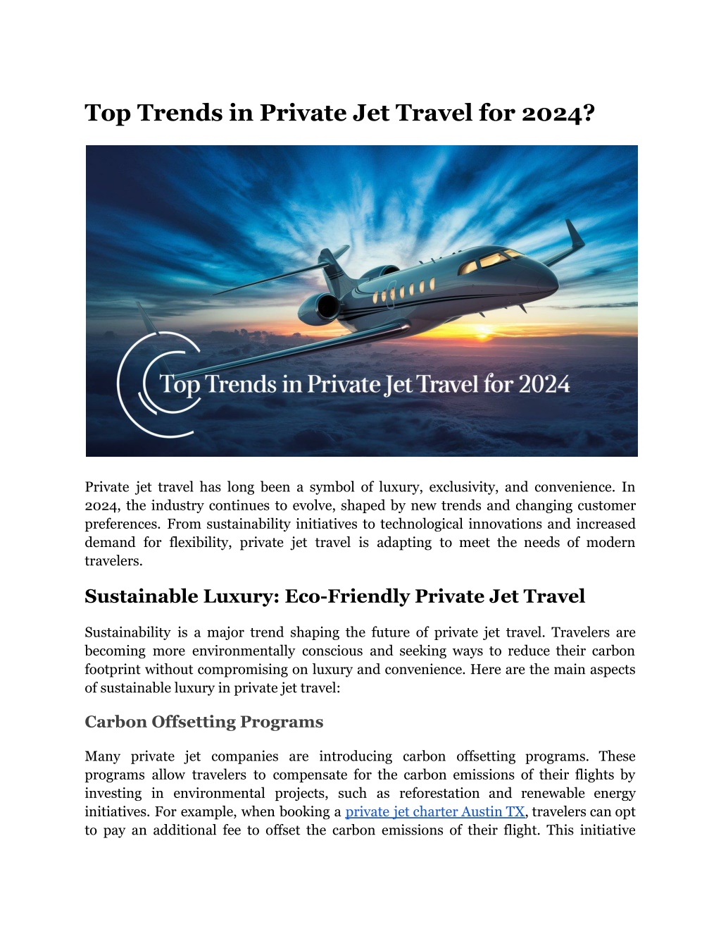 top trends in private jet travel for 2024 l.w