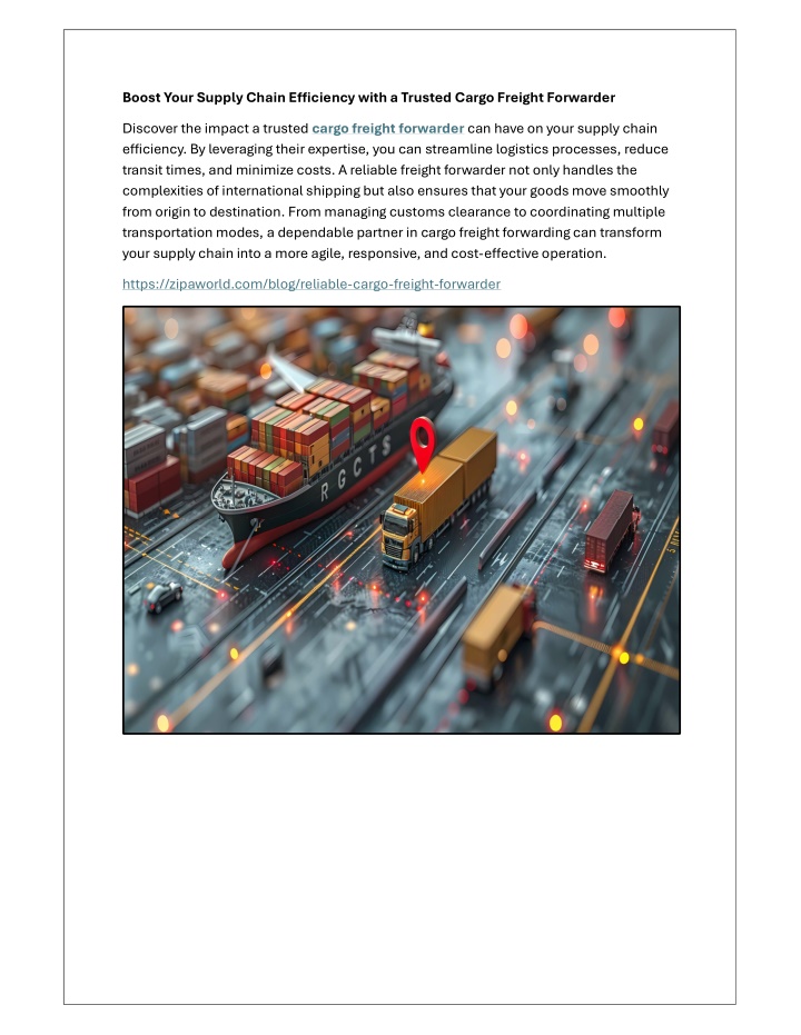 boost your supply chain e iciency with a trusted n.w