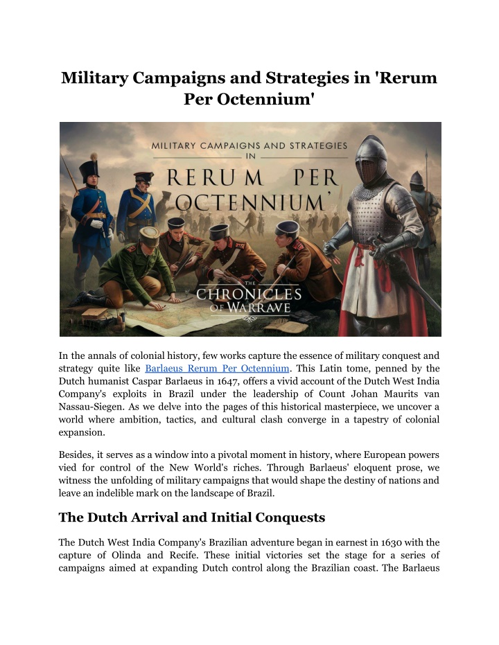 military campaigns and strategies in rerum n.w