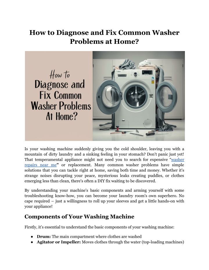 how to diagnose and fix common washer problems n.w