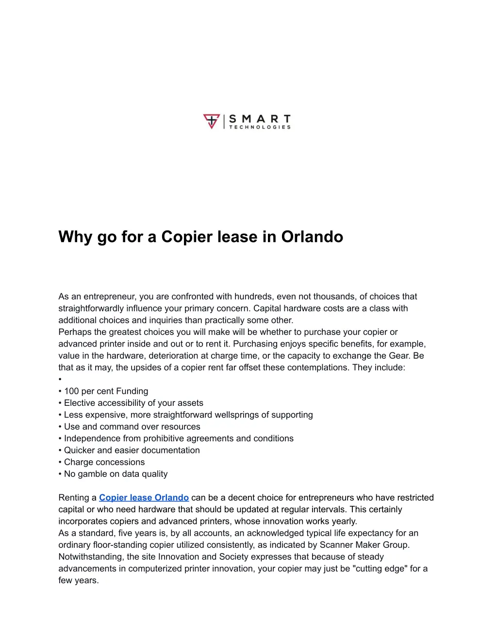 why go for a copier lease in orlando n.