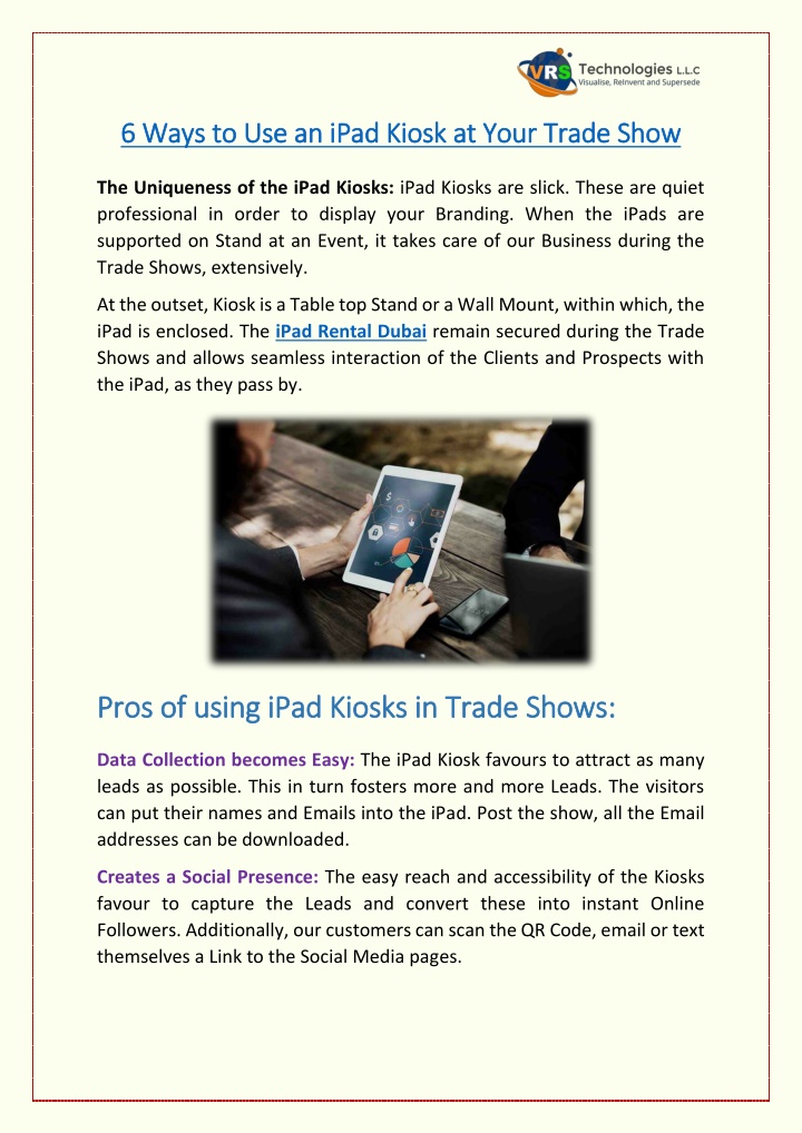 6 ways to u 6 ways to use an ipad kiosk at your n.w