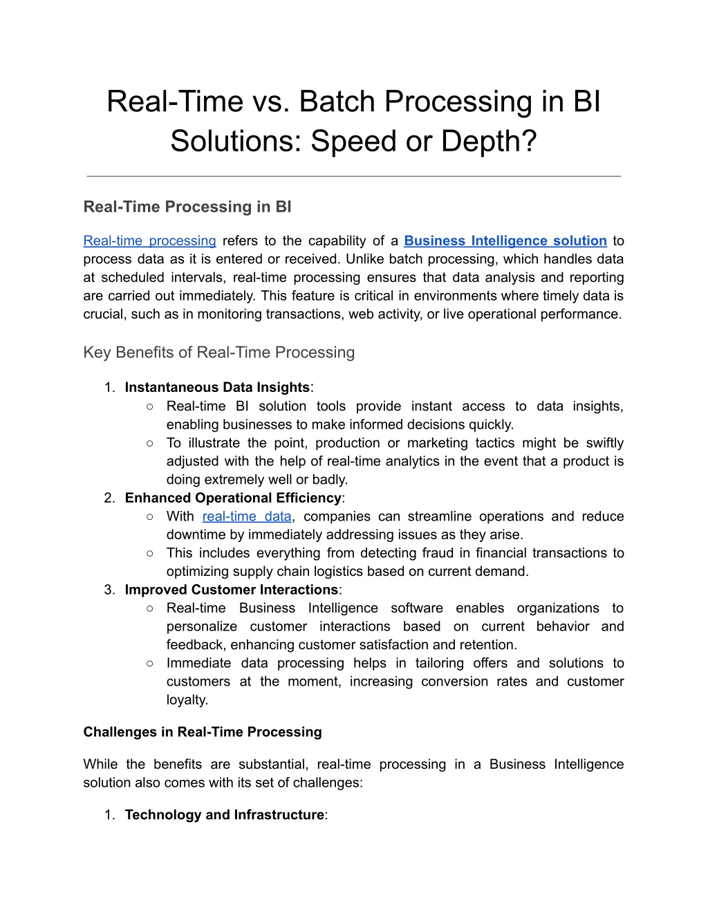 real time vs batch processing in bi solutions l.w