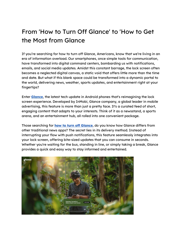 from how to turn off glance n.w