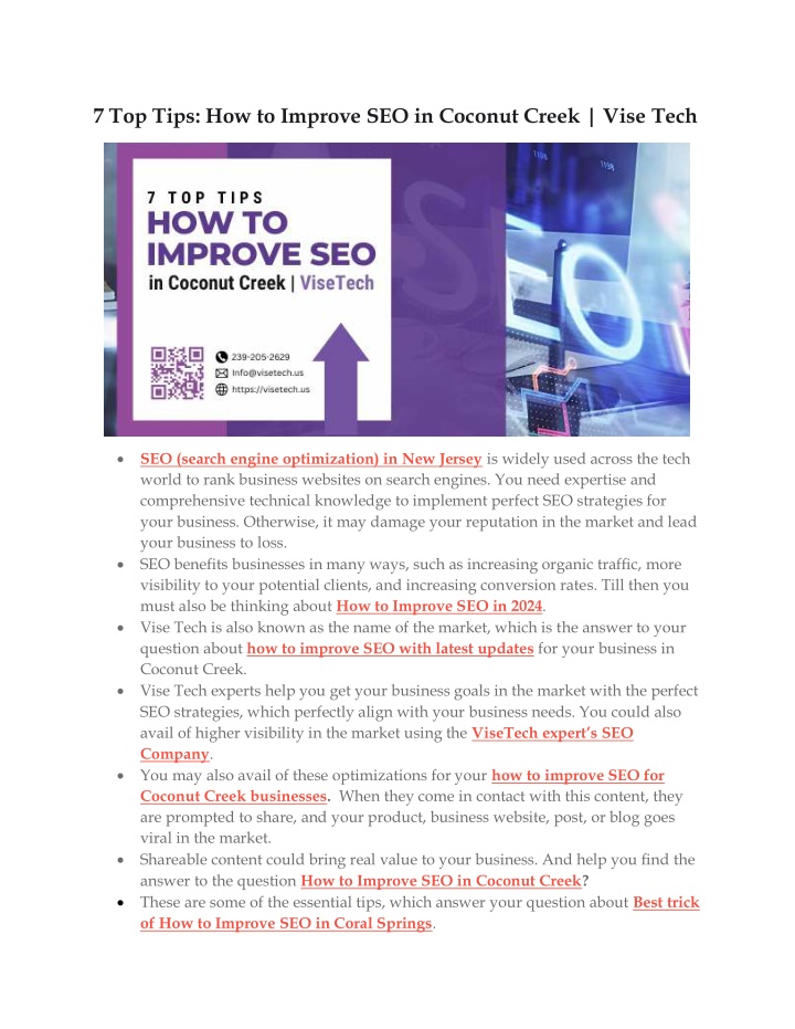 7 top tips how to improve seo in coconut creek n.w