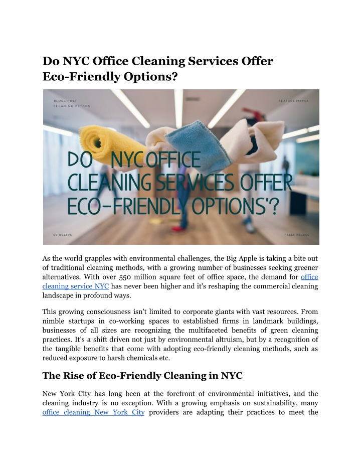 do nyc office cleaning services offer n.w