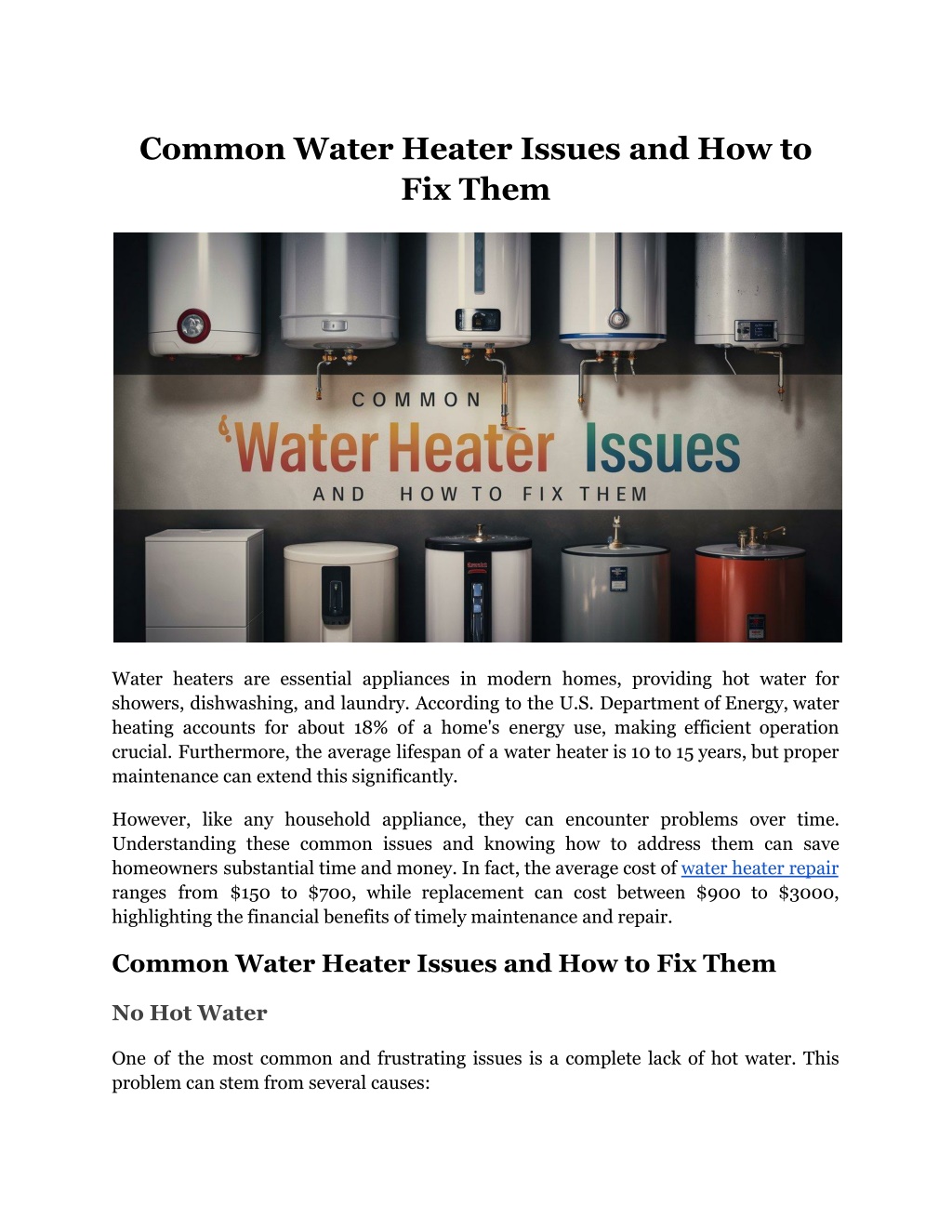 common water heater issues and how to fix them l.w