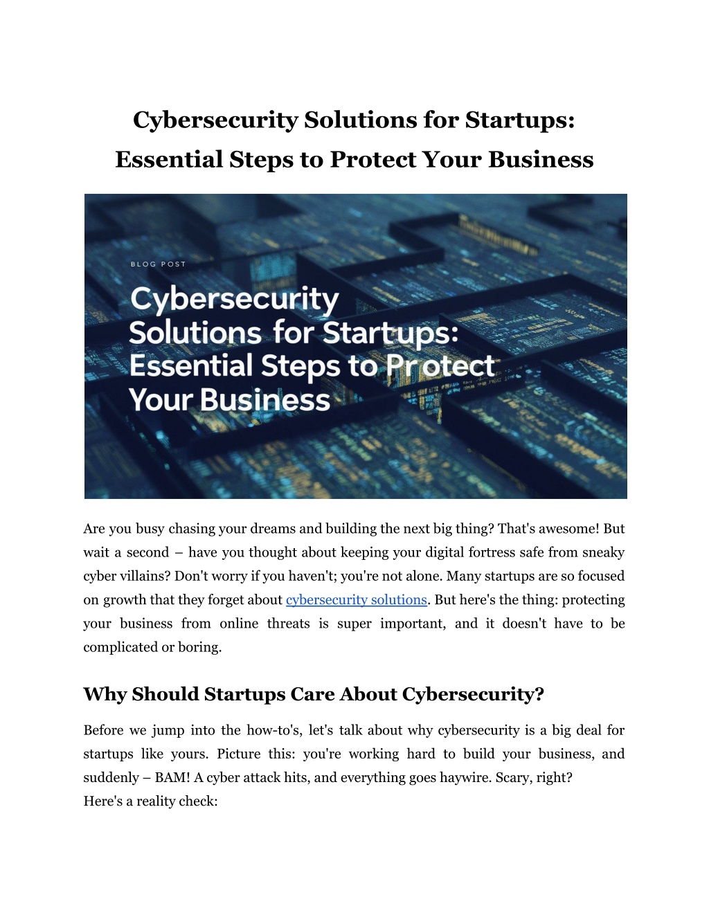 cybersecurity solutions for startups l.w