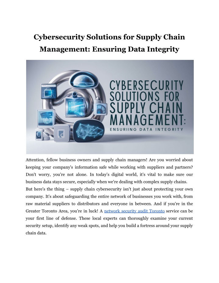 cybersecurity solutions for supply chain n.w