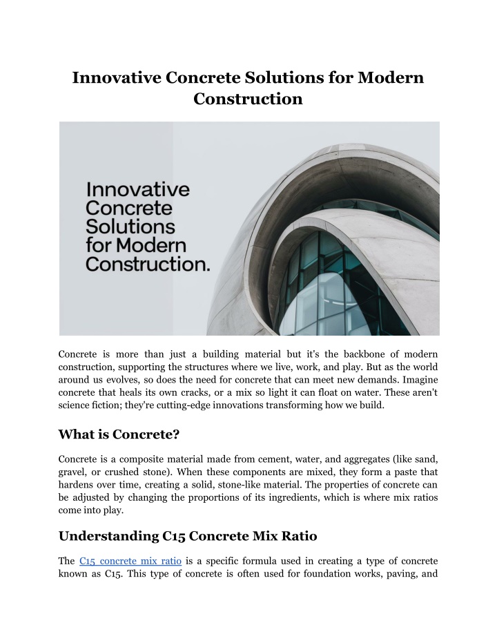 innovative concrete solutions for modern n.w