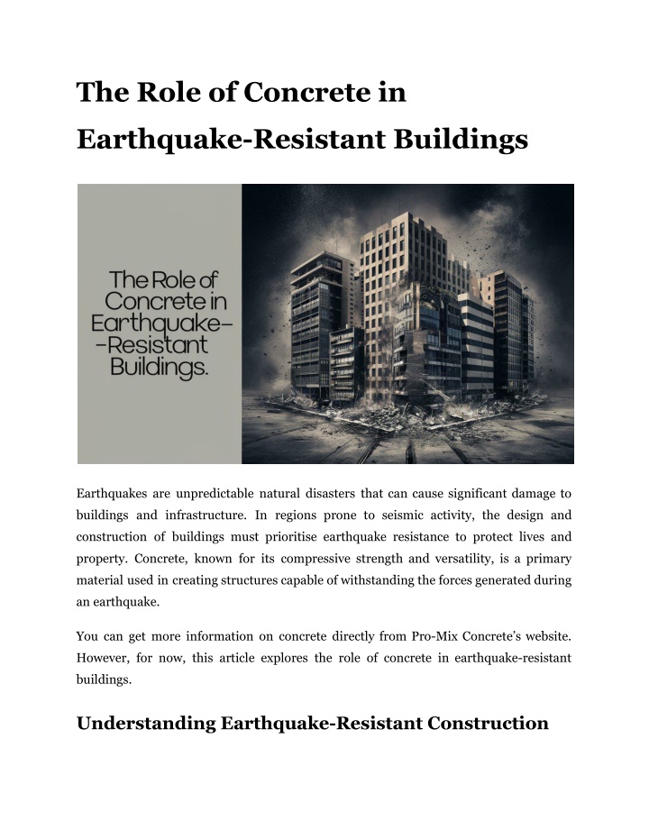 the role of concrete in n.w