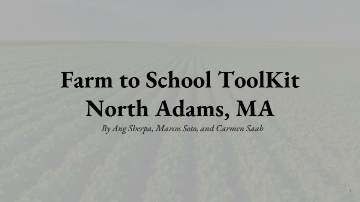 Farm to School Toolkit: Promoting Local Agriculture in North Adams, MA
