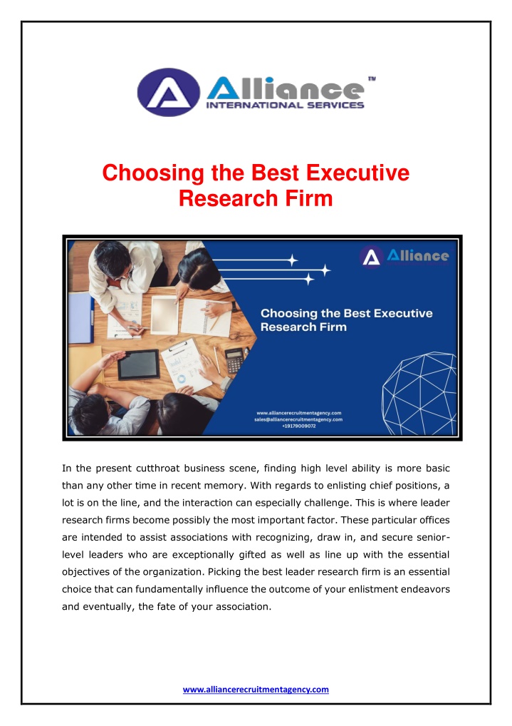 choosing the best executive research firm n.w