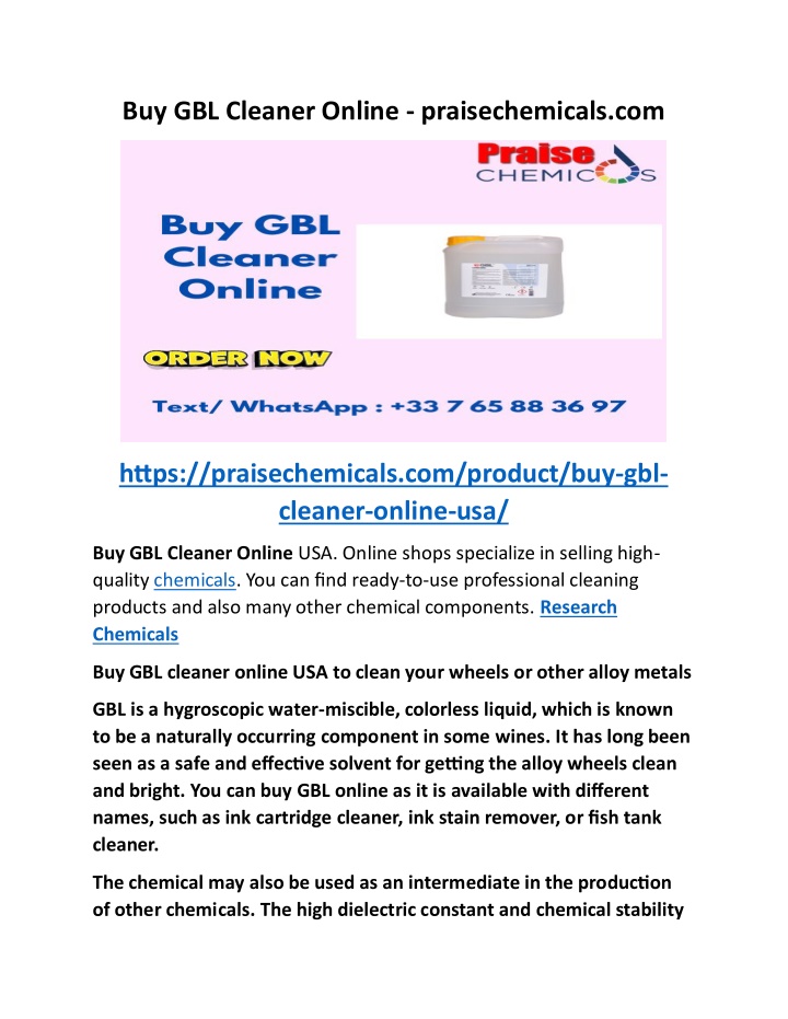 buy gbl cleaner online praisechemicals com n.w
